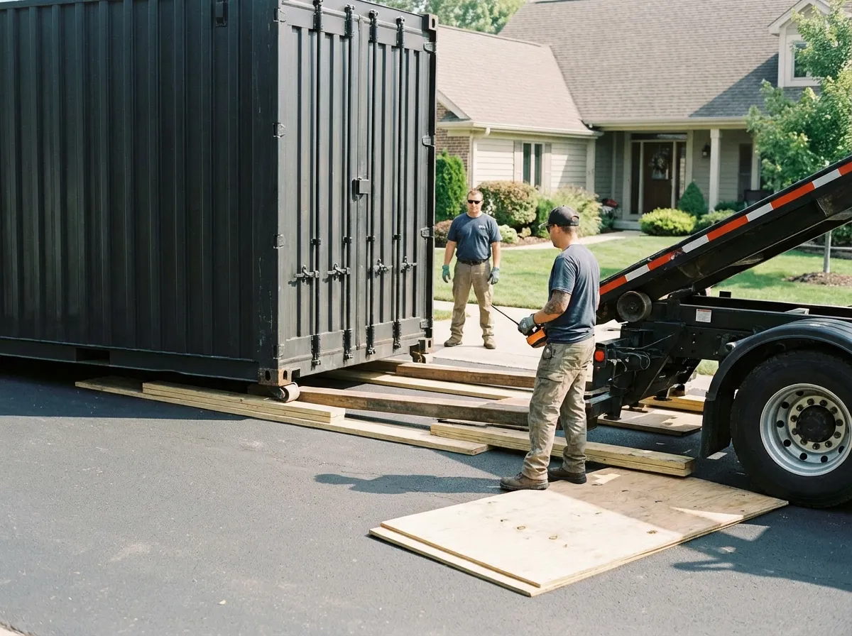 Driveway protection and delivery preparation for dumpster rental in Colorado Springs, CO