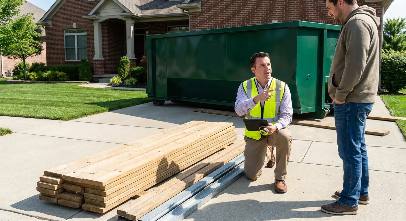 Dumpster rental delivery truck in Colorado Springs