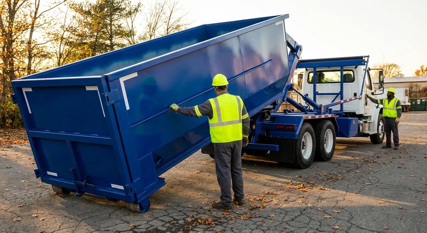 Commercial roll-off dumpster delivery truck in Colorado Springs, CO
